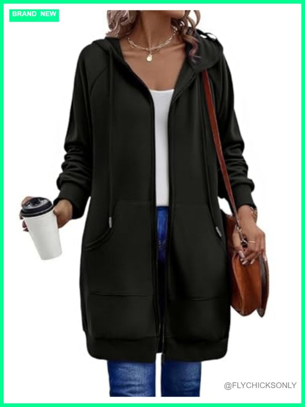 Women's Oversized Zip Up Hoodie Long Tunic Sweatshirt Fleece